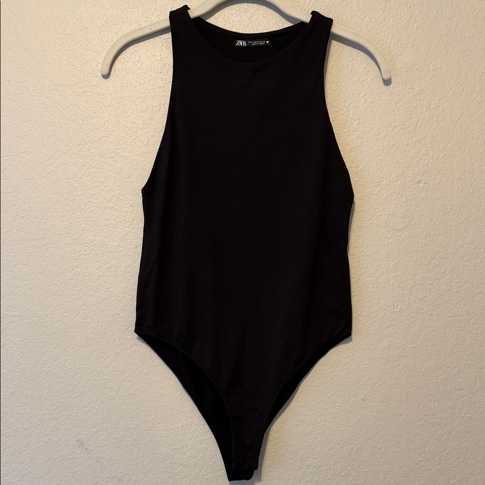 Zara Black Sleeveless One-Piece Bodysuit